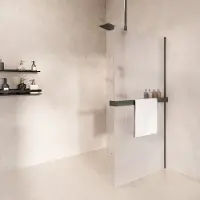 Saniclear Bright inloopdouche 80cm met handdoekhouder en ribbelglas verouderd ijzer - gunmetal