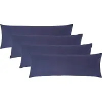 Homescapes Kussensloop 50x140 cm voor Lichaamskussen Set van 4 – Marineblauw – 100% Egyptisch Perkal Katoen – 200 TC