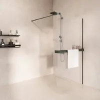 Saniclear Metric inloopdouche 120cm met handdoekhouder en helder glas verouderd ijzer - gunmetal