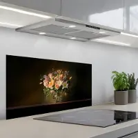 KitchenYeah Spatscherm 80x40 cm - Zelfklevende achterwand Glazen - Bloemen - Boeket - Kleuren - Keuken muurbeschermer - Spatwand fornuis