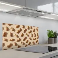 KitchenYeah Spatscherm 90x45 cm - Zelfklevende achterwand Pinda's - Patroon - Beige - Keuken muurbeschermer - Spatwand fornuis