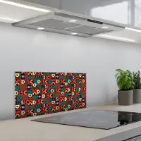 KitchenYeah Spatscherm 60x30 cm - Zelfklevende achterwand Bruin - Retro - Disco - Patroon - Keuken muurbeschermer - Spatwand fornuis