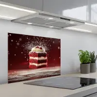 KitchenYeah Spatscherm 70x50 cm - Zelfklevende achterwand Rode - Velvet - Taart - Eten - Keuken muurbeschermer - Spatwand fornuis