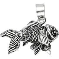 MOOYE ® - Collectie Zilveren Goudvis met bewegende vinnen en staart 3D ketting hanger