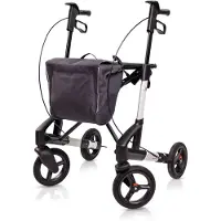 Topro Rollator Troja 5G 'Black Series' – Maat Medium – Polairzilver – Zachte Soft Wielen – Inclusief Rugsteun