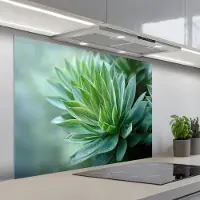 KitchenYeah Spatscherm 100x75 cm - Zelfklevende achterwand Blad - Plant - Groen - Textuur - Keuken muurbeschermer - Spatwand fornuis