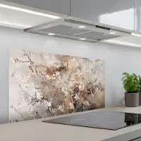 KitchenYeah Spatscherm 100x50 cm - Zelfklevende achterwand Amandelbloesem - Kunst - Van Gogh - Beige - Abstract - Keuken muurbeschermer - Spatwand fornuis