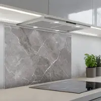 KitchenYeah Spatscherm 80x55 cm - Zelfklevende achterwand Marmer - Grijs - Keuken muurbeschermer - Spatwand fornuis