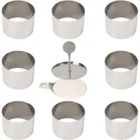 Y&Y Dessertringen roestvrij staal set - 6 stuks dinerringen met lifter - Mousse taartringen rund - voor koken bakken - cake mousse