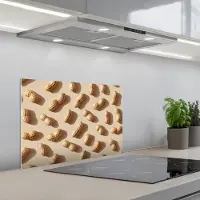 KitchenYeah Spatscherm 60x40 cm - Zelfklevende achterwand Pinda's - Patroon - Beige - Keuken muurbeschermer - Spatwand fornuis