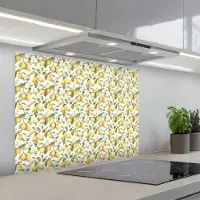 KitchenYeah Spatscherm 90x70 cm - Zelfklevende achterwand Frans - Citroen - Geel - Groen - Keuken muurbeschermer - Spatwand fornuis