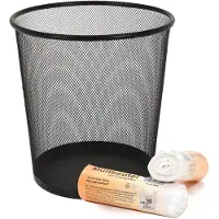 Excellent houseware Papier prullenbak - zwart - 20 liter - incl. 40x afvalzakken - prullenmand - kantoor prullenbak