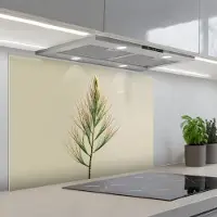 KitchenYeah Spatscherm 80x55 cm - Zelfklevende achterwand Dennentak - Naaldvormige bladeren - Lichtgroen - Keuken muurbeschermer - Spatwand fornuis