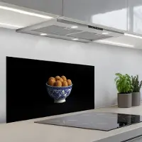 KitchenYeah Spatscherm 80x40 cm - Zelfklevende achterwand Delfts blauw - Bitterballen - Holland - Schaal - Keuken muurbeschermer - Spatwand fornuis