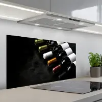 KitchenYeah Spatscherm 100x50 cm - Zelfklevende achterwand Wijn - Flessen - Variatie - Smaken - Keuken muurbeschermer - Spatwand fornuis