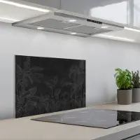 KitchenYeah Spatscherm 60x40 cm - Zelfklevende achterwand Beton - Patroon - Zwart - Keuken muurbeschermer - Spatwand fornuis