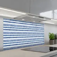 KitchenYeah Spatscherm 120x60 cm - Zelfklevende achterwand Frans - Citroen - Strepen - Blauw - Keuken muurbeschermer - Spatwand fornuis