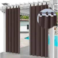 Ferocity - Buitengordijnen - 220 x 155 cm - 2 Panelen - Terras Pergola Balkon Paviljoen Overkapping - Outdoor Gordijnen - Waterdicht - UV-bestendig - Privacy - Polyester - Bruin
