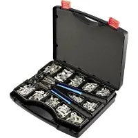 TRU COMPONENTS Kabelverbindingen, TC-11894512 Assortiment kabelschoenen 6 - 50mm² met krimptang 6mm² 50mm² Zilver 28