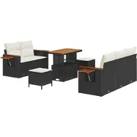 vidaXL Tuinbank Set 10 st 7-Aantal zitplaatsen Zwart en Crème