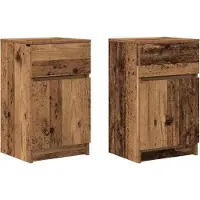 vidaXL Nachtkastjes 2 st 39x35x65 cm bewerkt hout oud houtkleurig