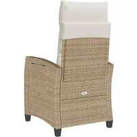 vidaXL Verstelbare tuinstoel met bijzettafel poly rattan beige