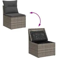 vidaXL Tuinbank Set 7 st Grijs Poly Riet