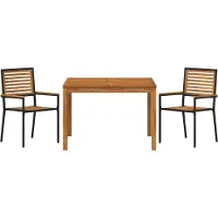 vidaXL Tuinset, 3 stuks, zwart, massief acaciahout