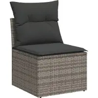vidaXL 4-delige loungeset voor de tuin met kussens, grijs, polyrotan