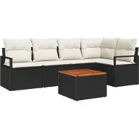 vidaXL Tuinbank Set 6 st Zwart poly rattan