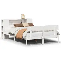 vidaXL Bed met boekenkast zonder matras grenenhout wit 160x200 cm