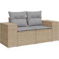 vidaXL Tuinbank Set 9 st Beige en Lichtgrijs Poly Riet