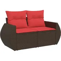 vidaXL 9-delige tuinbankset met kussens, bruin polyrotan