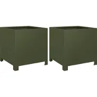 vidaXL Plantenbakken 2 st 40x40x40 cm staal olijfgroen