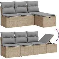 vidaXL 7-delige Loungeset met kussens poly rattan gemengd beige