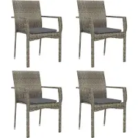 vidaXL 5-delige Tuinset met kussens poly rattan grijs