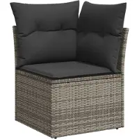 vidaXL 10-delige loungeset voor de tuin met kussens, grijs, polyrotan