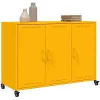 vidaXL Dressoir 100,5x39x72 cm staal mosterdgeel