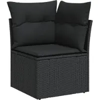 vidaXL 8-delige tuinmeubelset met kussens, zwart, polyrotan
