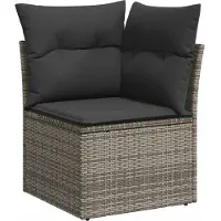vidaXL 9-delige tuinmeubelset met kussens, grijs, polyrotan