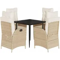 vidaXL 5-delige tuinset met kussens, beige, polyrotan