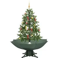 vidaXL Kerstboom sneeuwend met paraplubasis 140 cm groen