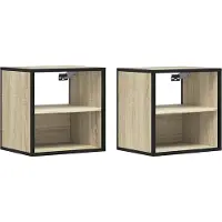 vidaXL Nachtkastjes 2 st wandgemonteerd 40x31x39,5cm sonoma eikenkleur