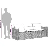 vidaXL Tuinbank 3-zits met kussens poly rattan beige