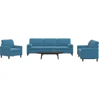 vidaXL 3-delige Loungeset met kussens en bolsters fluweel blauw
