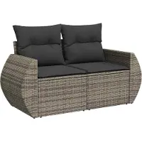 vidaXL Tuinbank Set 9 st 8-Aantal zitplaatsen Grijs poly rattan