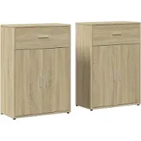 vidaXL Dressoirs 2 st 60x30x84 cm bewerkt hout sonoma eikenkleurig