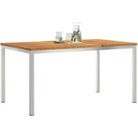 vidaXL Eettafel, 150x90x75 cm, massief acaciahout en roestvrij staal