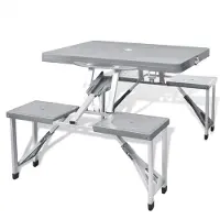 vidaXL Campingset inklapbaar lichtgewicht 120x60 cm aluminium grijs