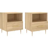 vidaXL Nachtkastjes 2 st 40x35x47,5 cm bewerkt hout sonoma eikenkleur